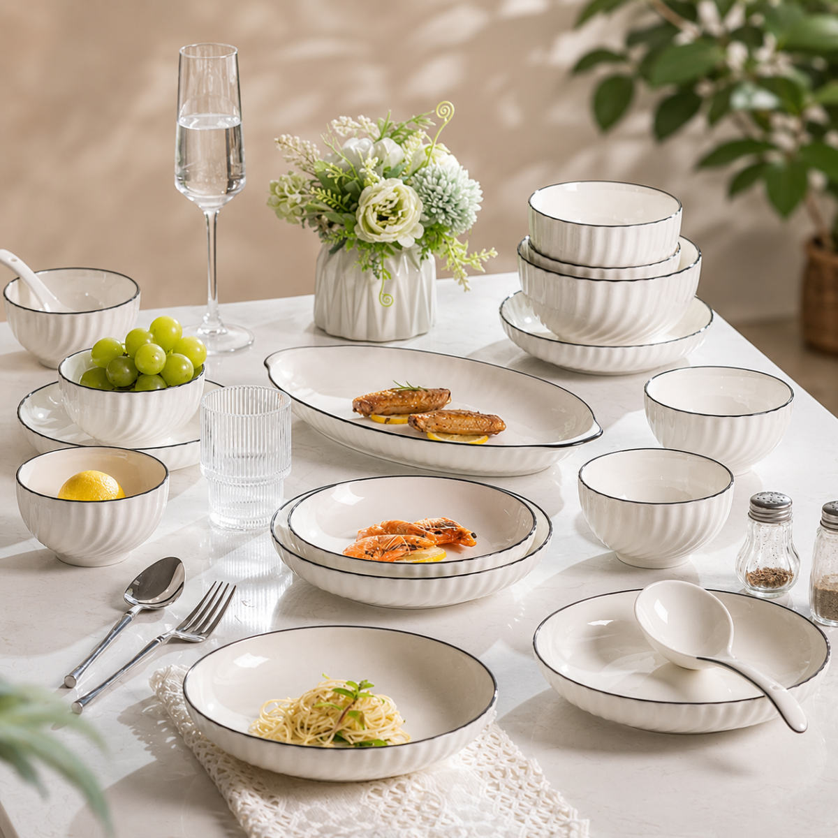 Nordic Luxury Set Ceramic Tableware Dinnerware Set Dinner Plate陶瓷套装