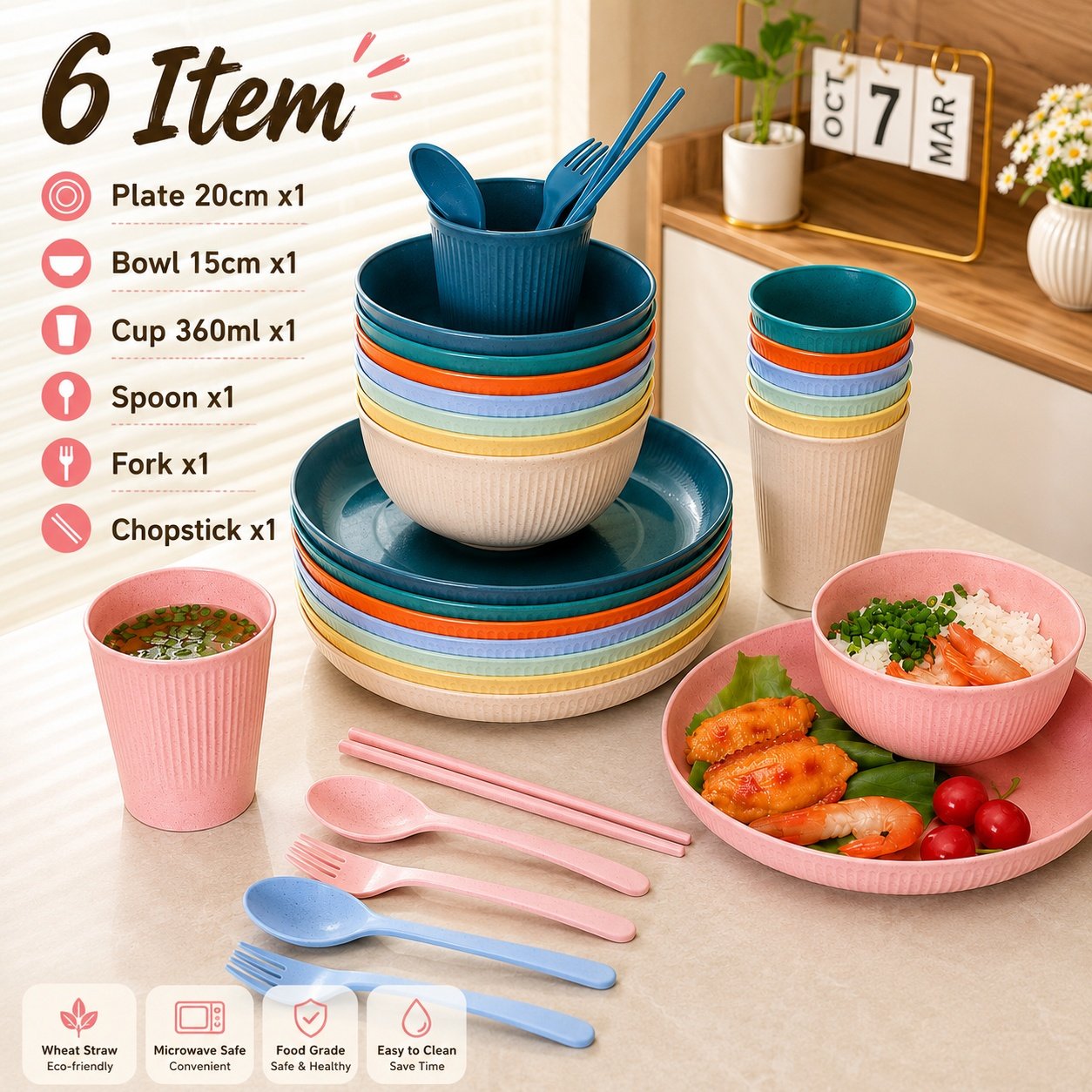 6 Pcs Wheat Straw Plate Set (5)