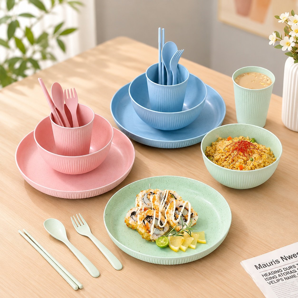 6 Pcs Wheat Straw Plate Set (7)