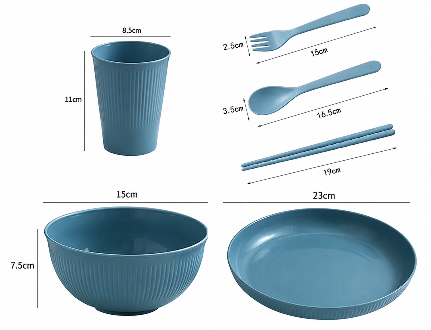 6 Pcs Wheat Straw Plate Set