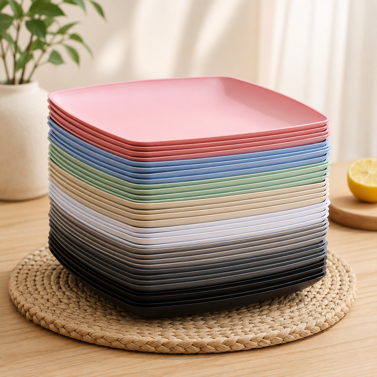 26cm wheat straw square plate (10)