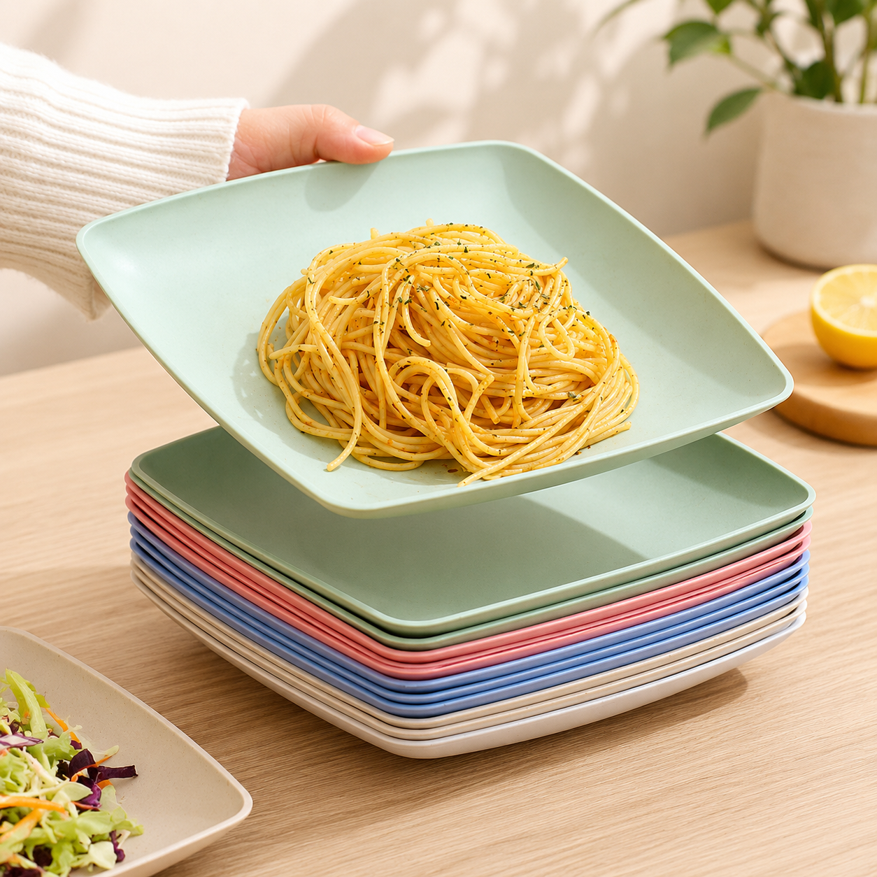 26cm wheat straw square plate (11)