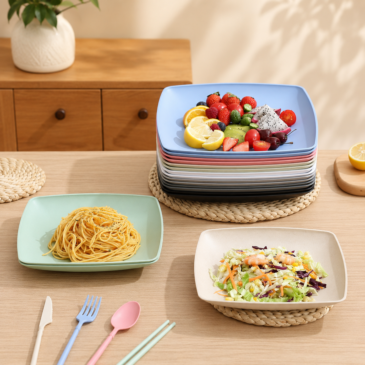 26cm wheat straw square plate (12)