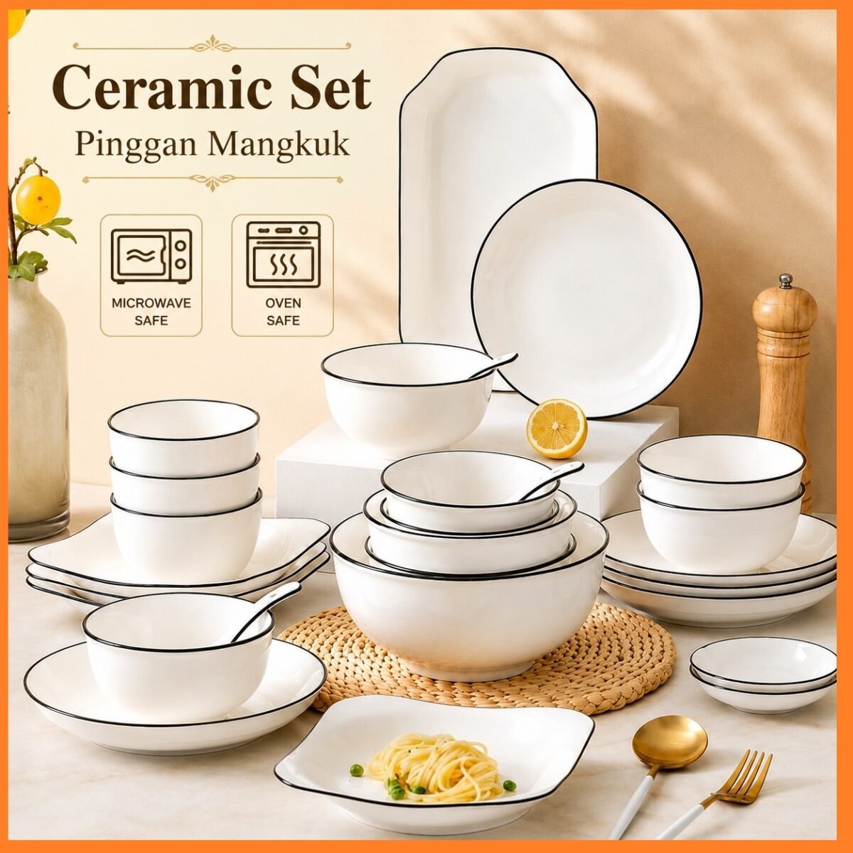 Blackline Ceramic Set Plate陶瓷黑线套装