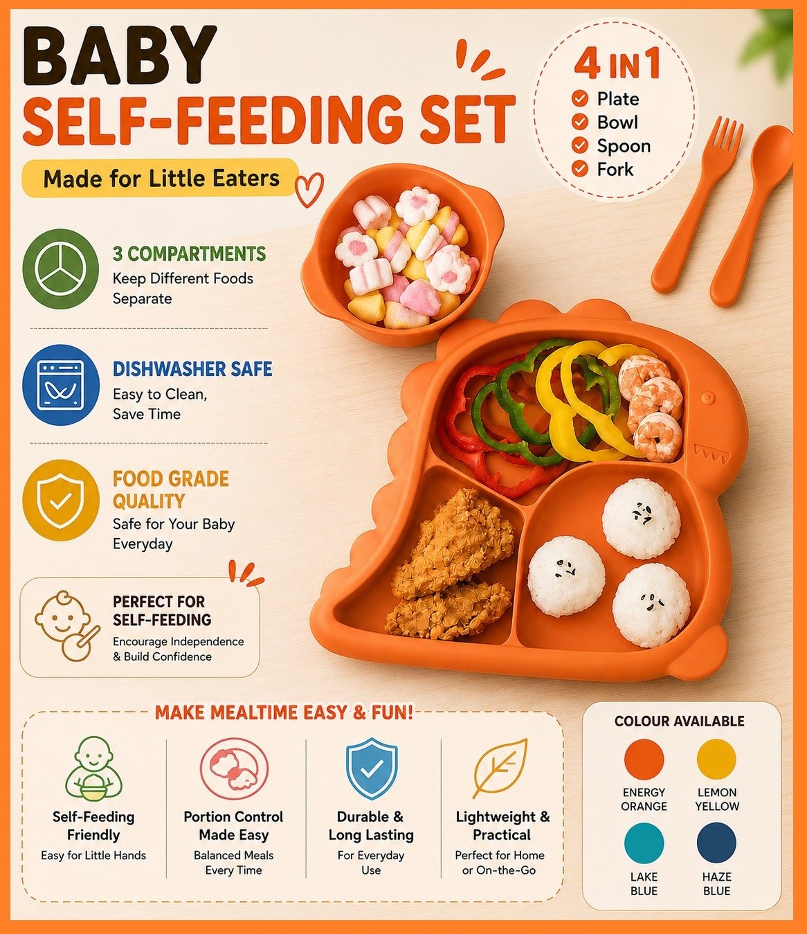Dino Feeding Plate Set (10)