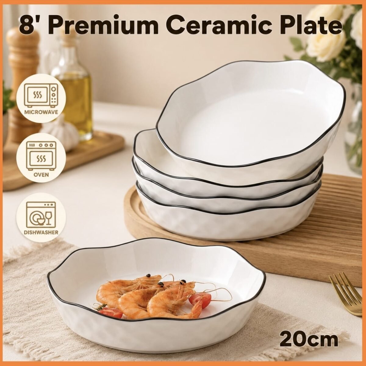 8' Diamond Plate Set Spaghetti Pasta Plate Dinner Plate陶瓷钻石款餐盘